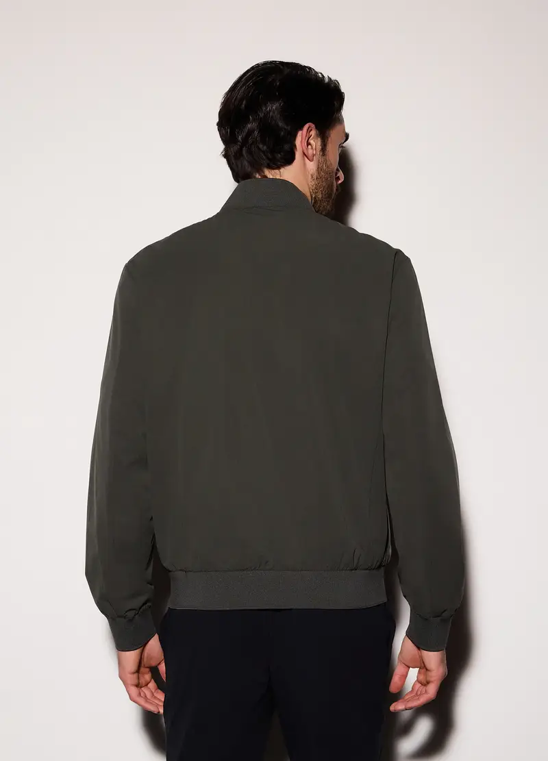 Bomber In Tessuto Tecnico Con Zip Uomo, Verde antracite miniatura 2