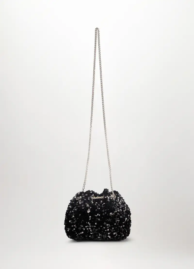 Borsa A Secchiello Con Paillettes Donna, Nero miniatura 2