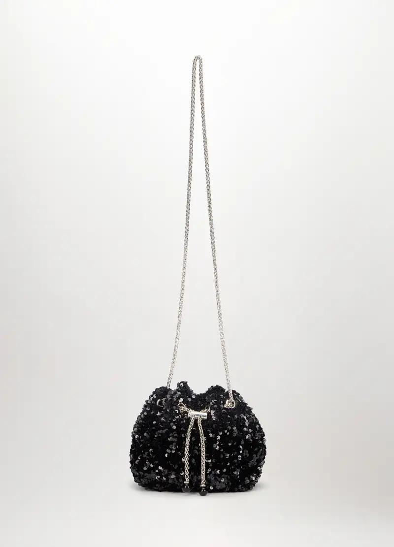 Borsa A Secchiello Con Paillettes Donna, Nero