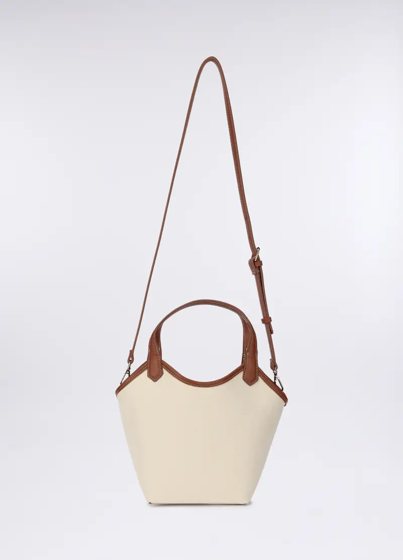 Borsa A Secchiello Donna, Bianco/Marrone