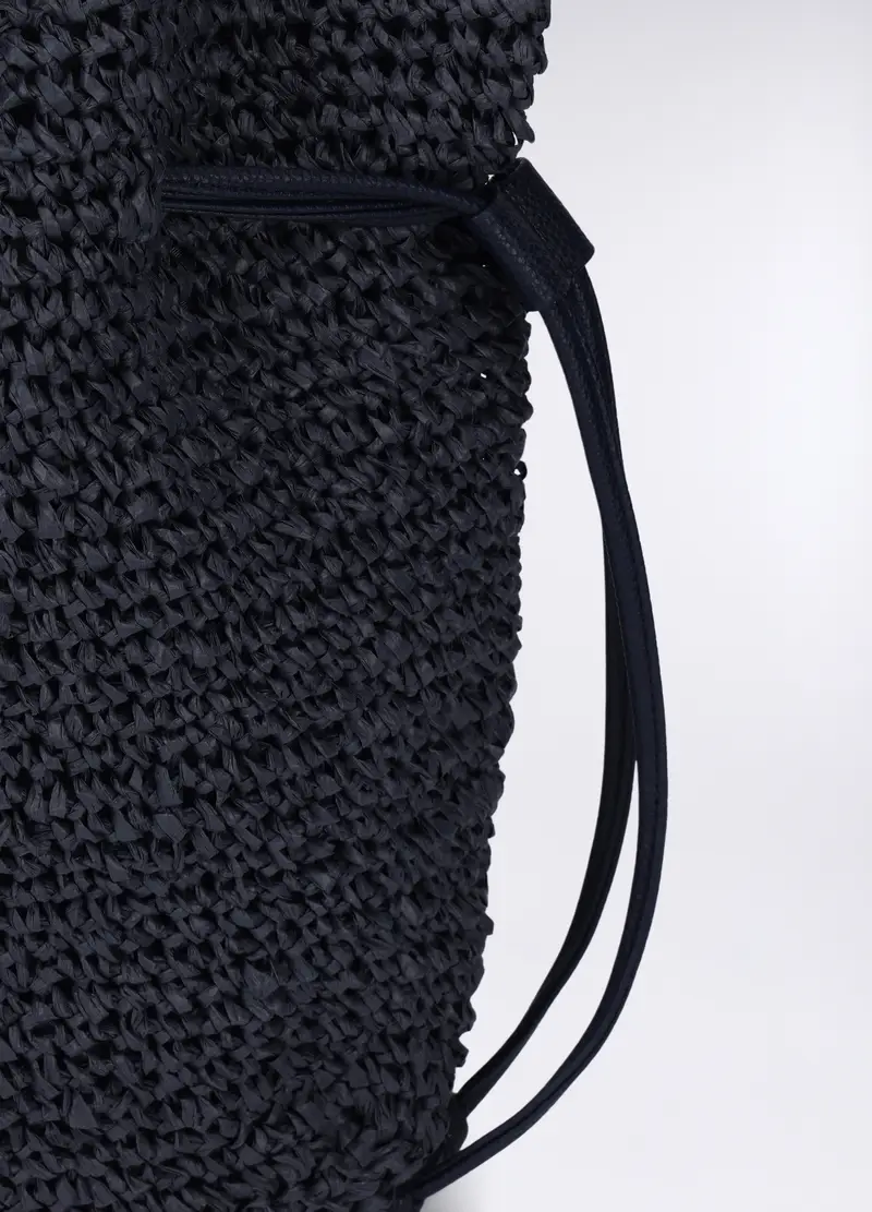 Borsa A Spalla In Carta Tessile Donna, Blu indigo miniatura 2