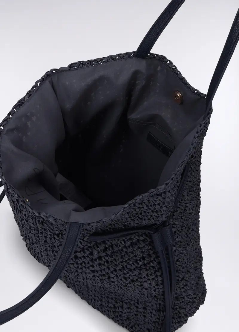 Borsa A Spalla In Carta Tessile Donna, Blu indigo miniatura 3