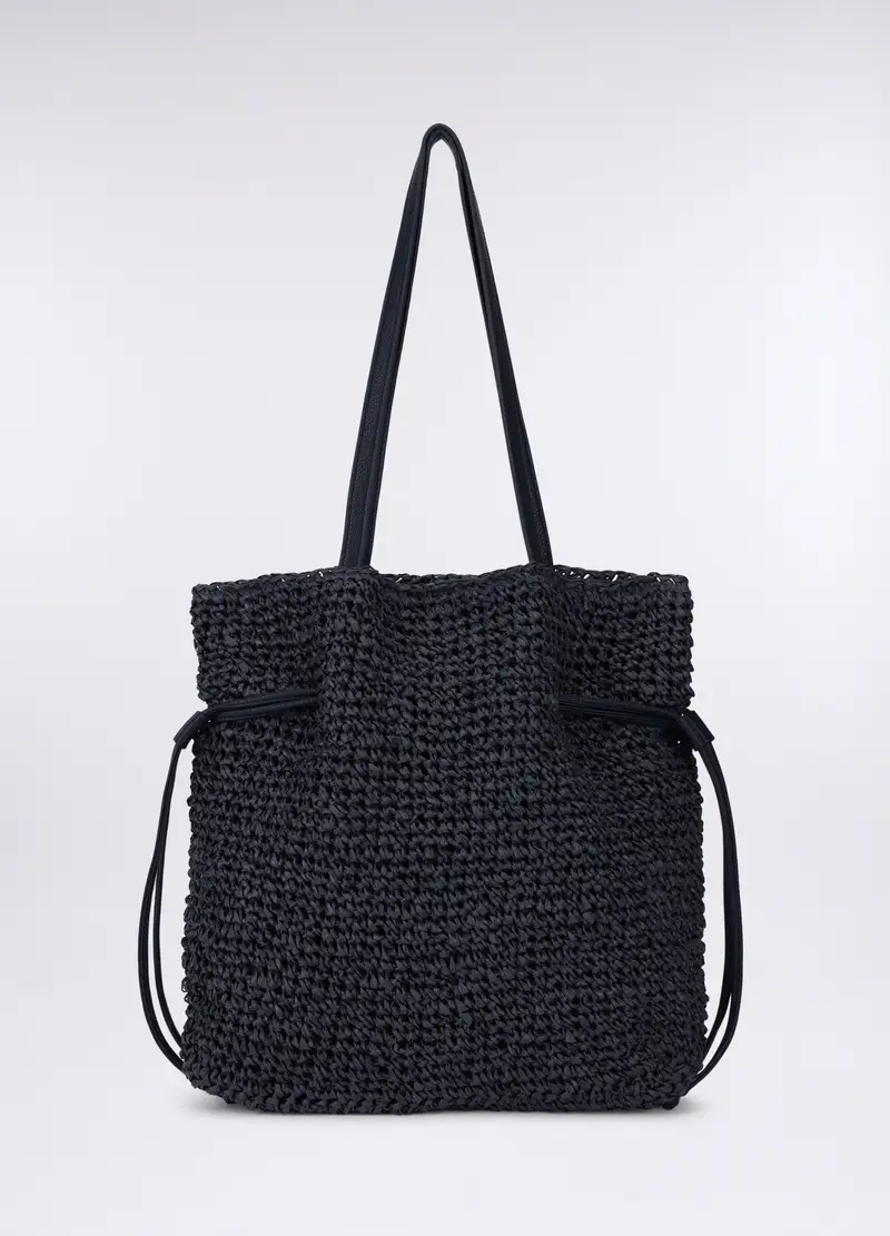 Borsa A Spalla In Carta Tessile Donna, Blu indigo