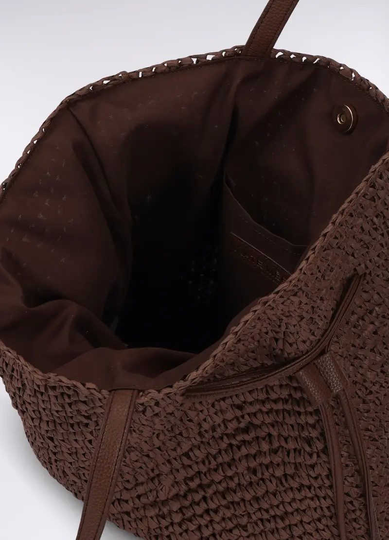 Borsa A Spalla In Carta Tessile Donna, Marrone scuro miniatura 2