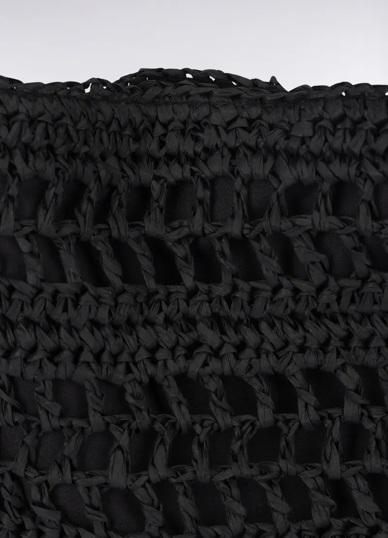 Borsa A Spalla In Carta Tessile Donna, Nero miniatura 2