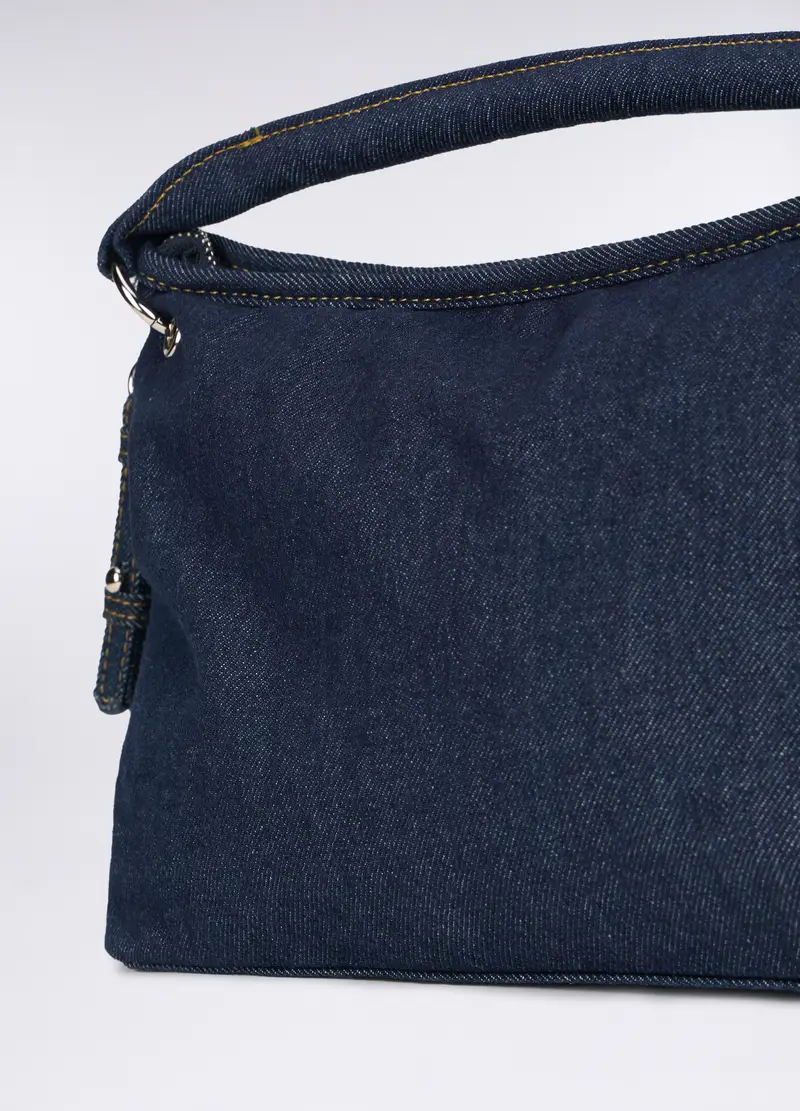 Borsa In Denim Misto Cotone Donna, Blu denim miniatura 2