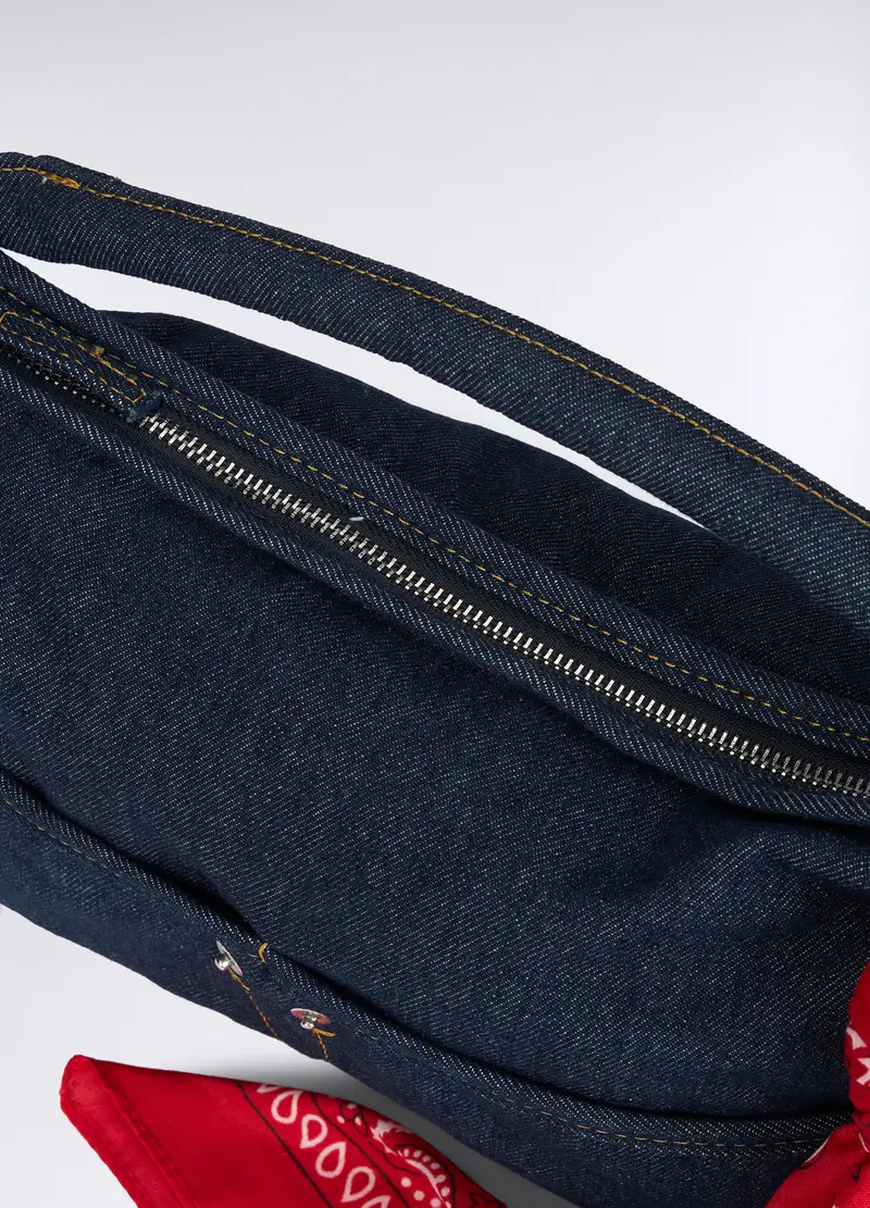 Borsa In Denim Misto Cotone Donna, Blu denim miniatura 3