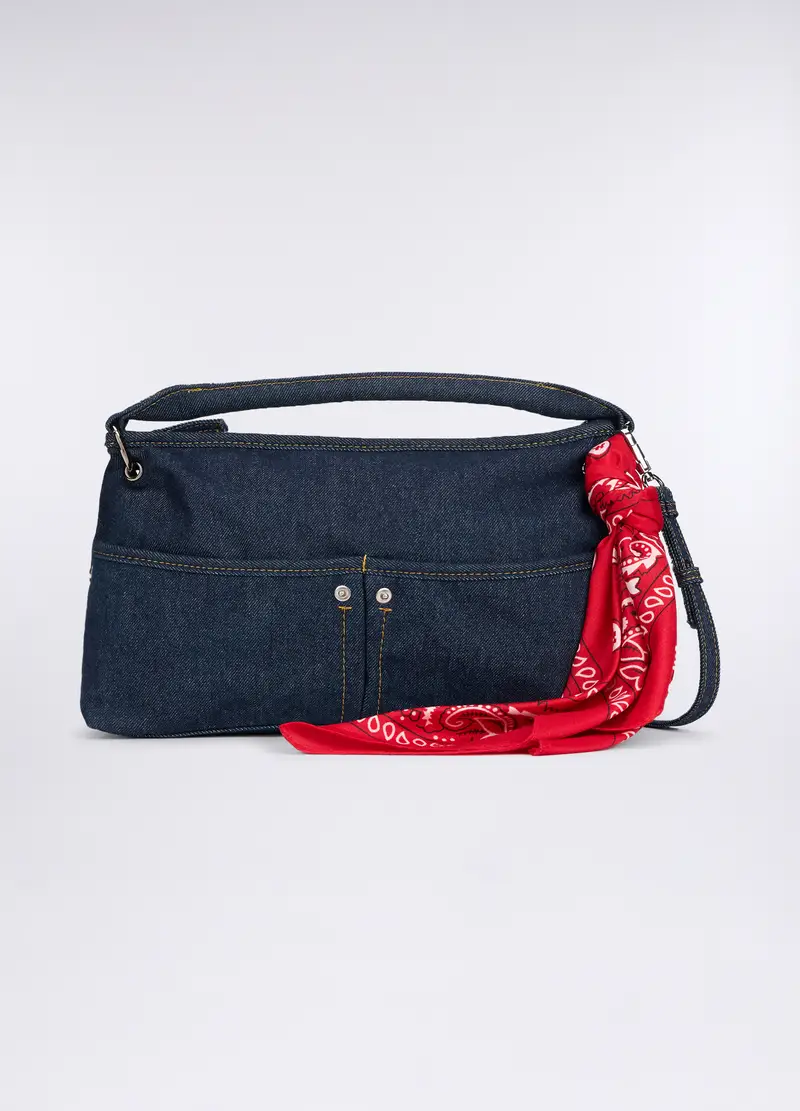 Borsa In Denim Misto Cotone Donna, Blu denim