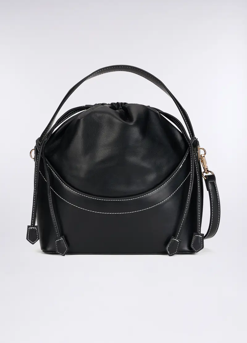 Borsa In Eco Pelle A Secchiello Donna, Nero