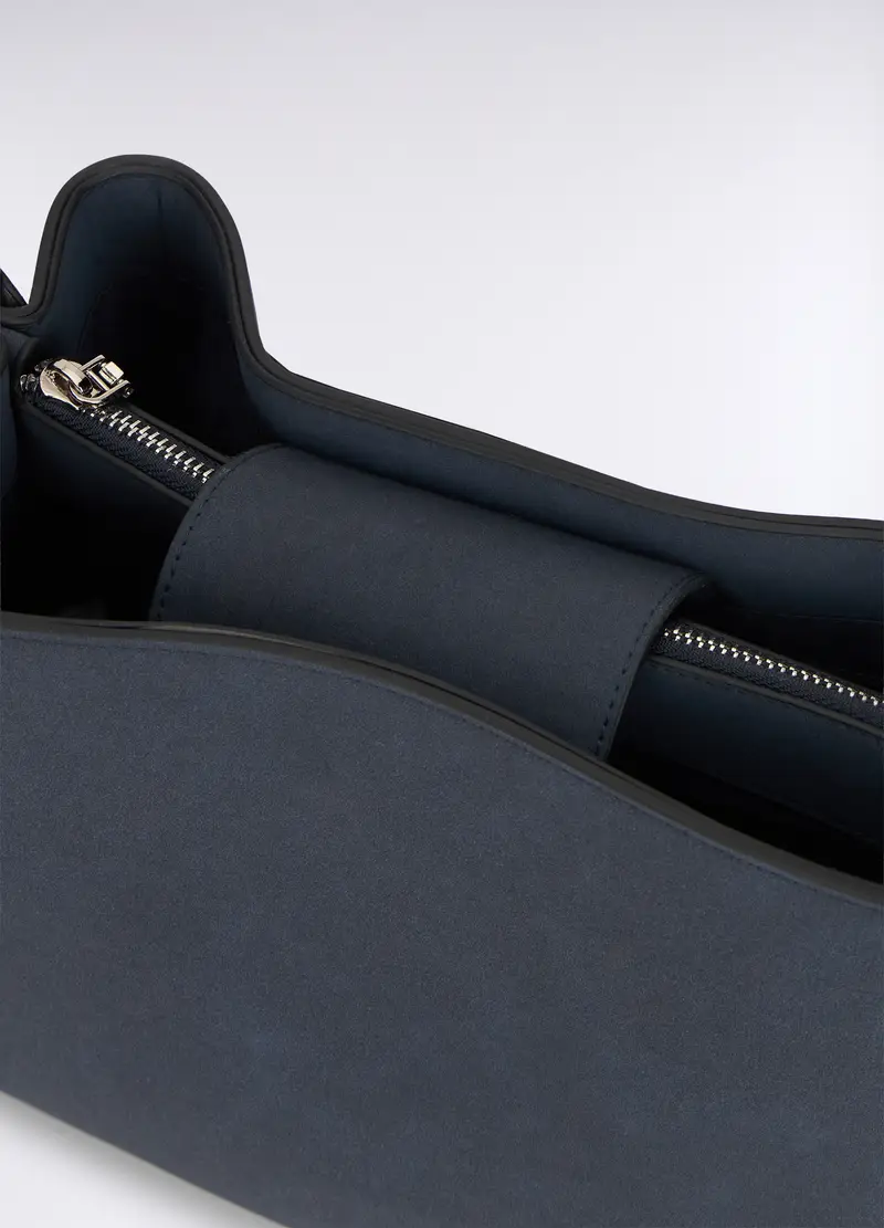 Borsa In Eco Pelle Con Borchie Donna, Blu/Naturale miniatura 3