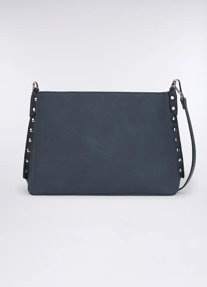 Borsa In Eco Pelle Con Borchie Donna, Blu/Naturale