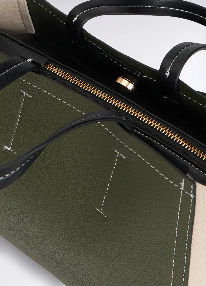 Borsa In Eco Pelle Donna, Verde oliva miniatura 3