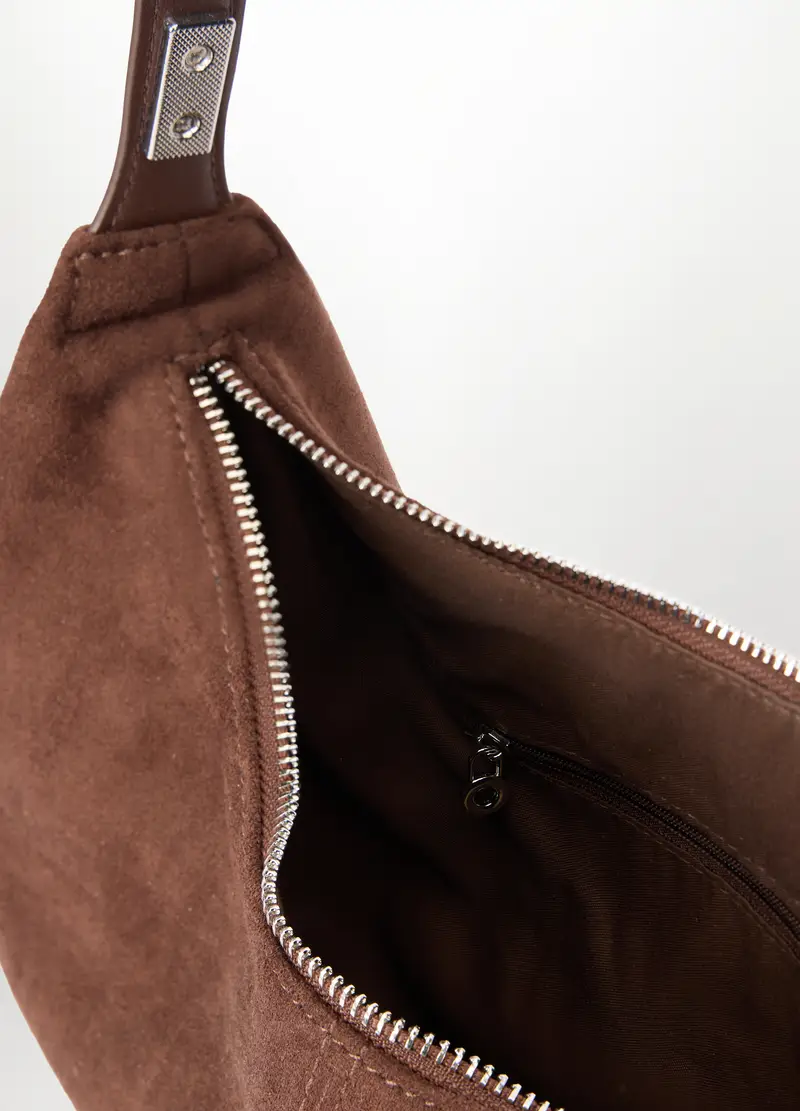 Borsa Scamosciata Donna, Marrone chiaro miniatura 3