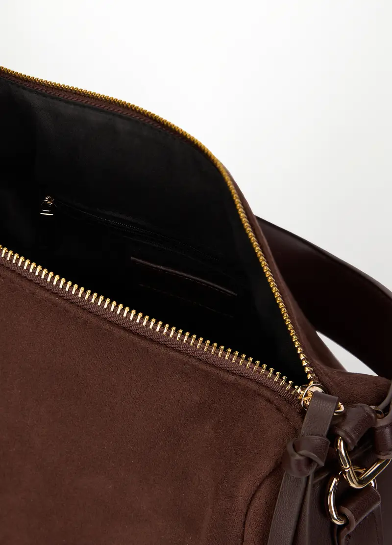 Borsa Scamosciata Donna, Marrone scuro miniatura 3