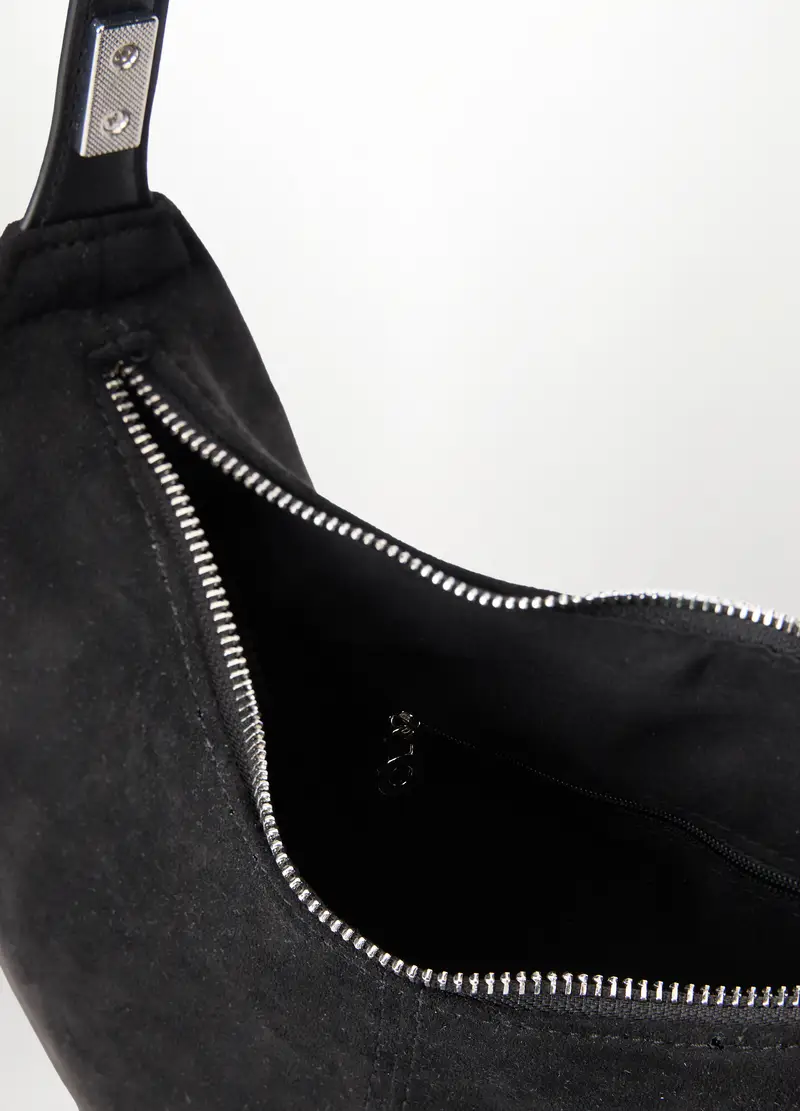 Borsa Scamosciata Donna, Nero miniatura 3