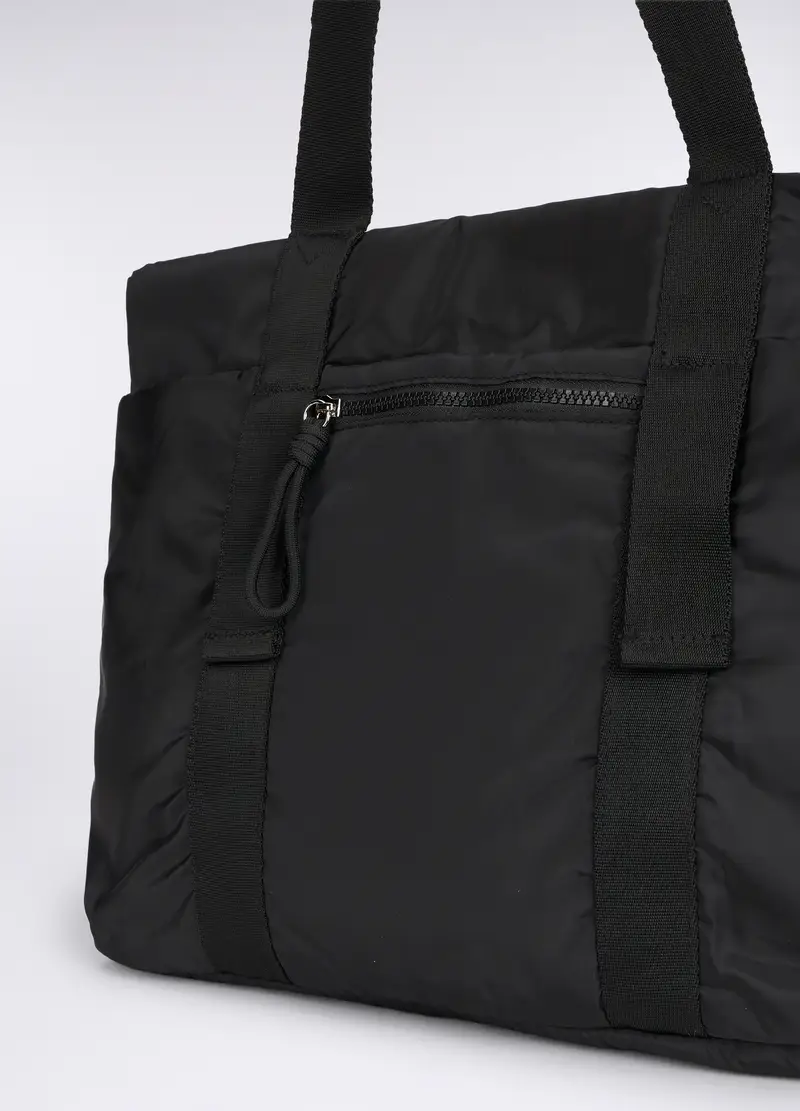 Borsa Shopper In Tessuto Donna, Nero miniatura 2