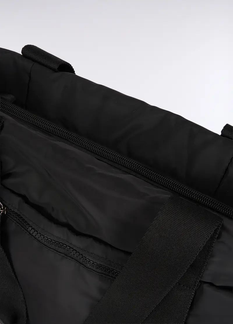 Borsa Shopper In Tessuto Donna, Nero miniatura 3