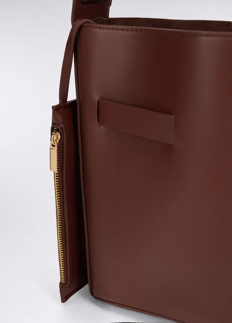 Borsa Tracolla In Eco Pelle Donna, Marrone scuro miniatura 3