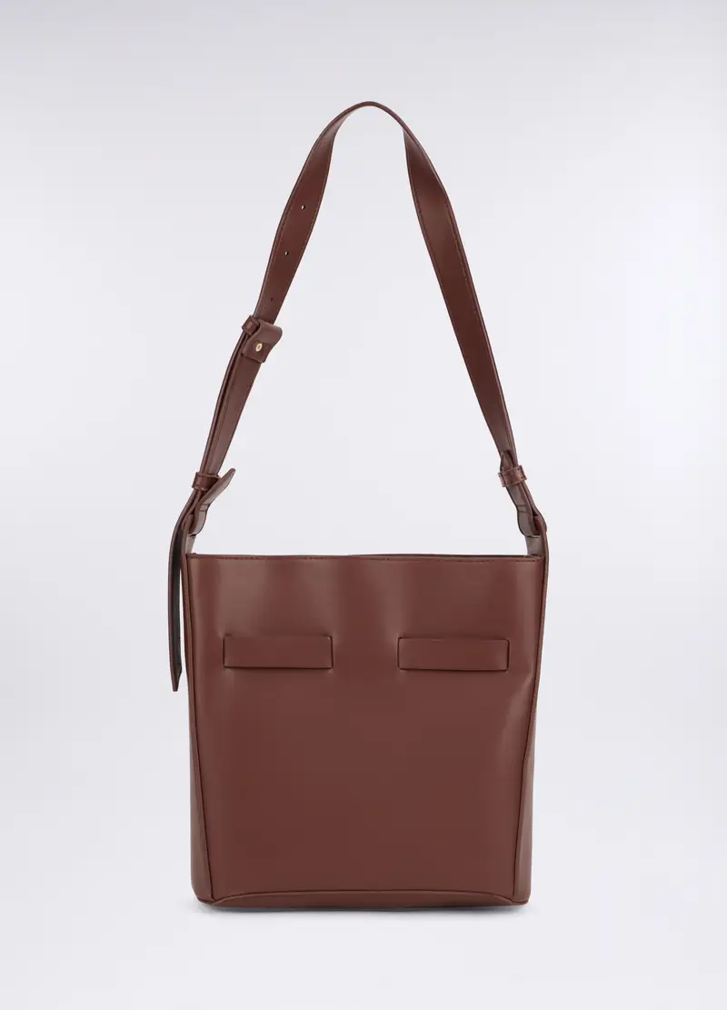 Borsa Tracolla In Eco Pelle Donna, Marrone scuro