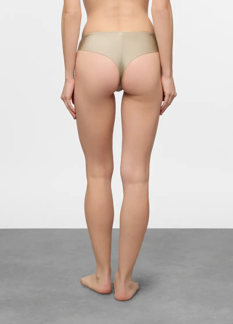 Brasiliana Con Inserti In Pizzo Donna, Grigio pietra miniatura 2