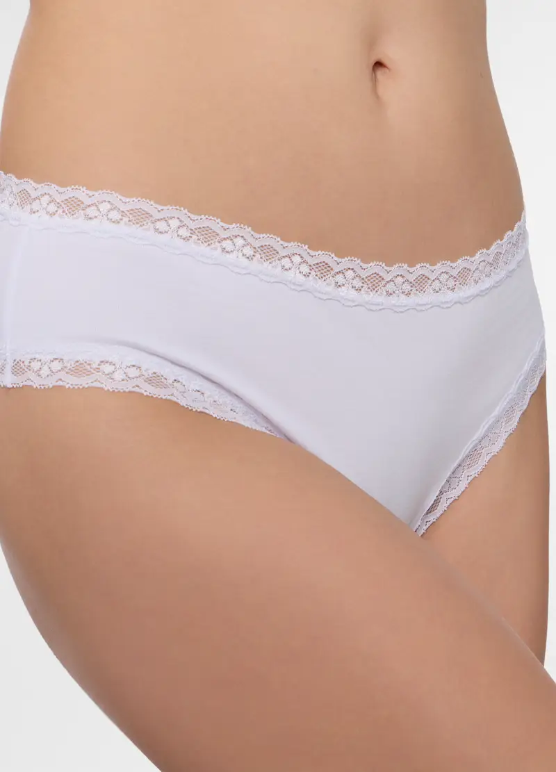 Brasiliana In Jersey Di Cotone Stretch Donna, Bianco ottico miniatura 3