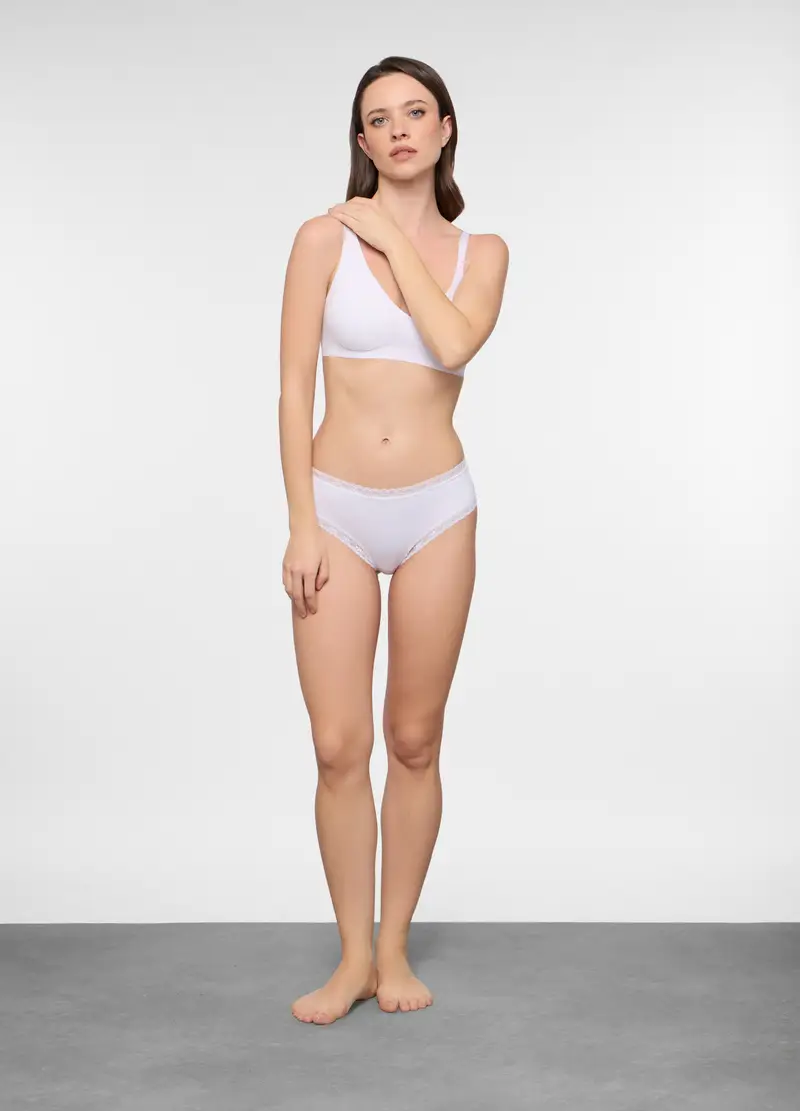 Brasiliana In Jersey Di Cotone Stretch Donna, Bianco ottico