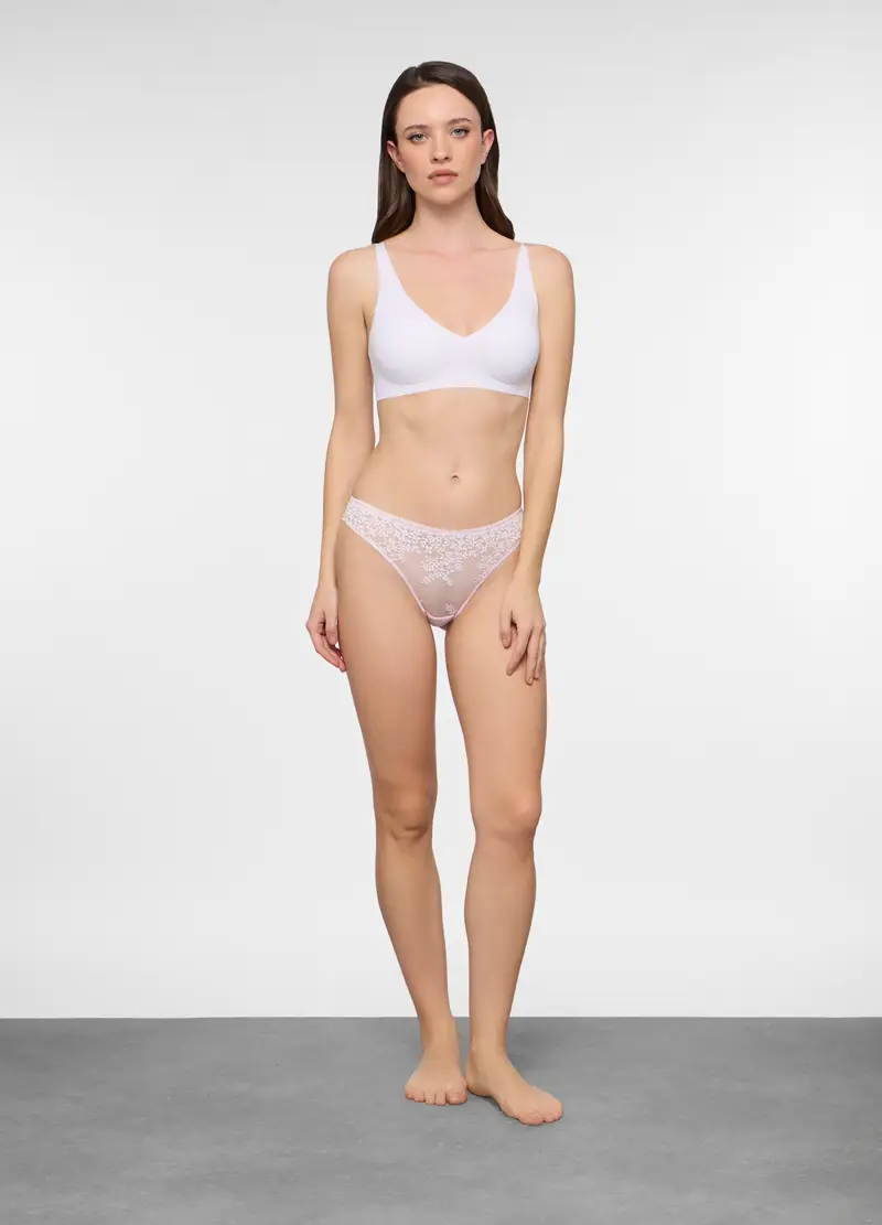 Brasiliana In Tessuto Stretch Donna, Rosa chiaro