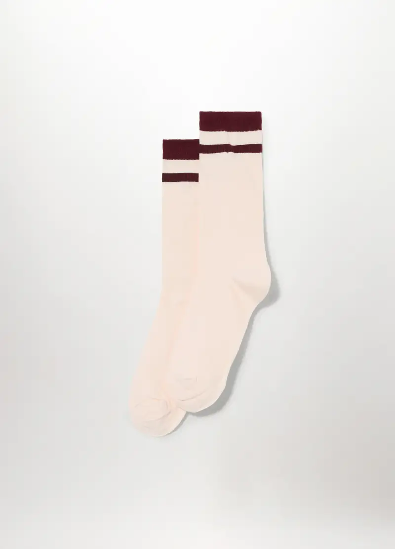 Calza Alla Caviglia In Cotone Stretch Donna, Rosa/Viola