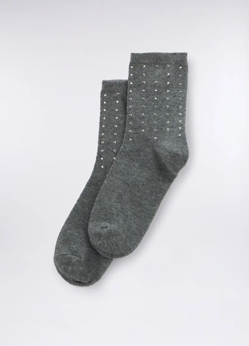 Calze Corte In Cotone Stretch Donna, Grigio