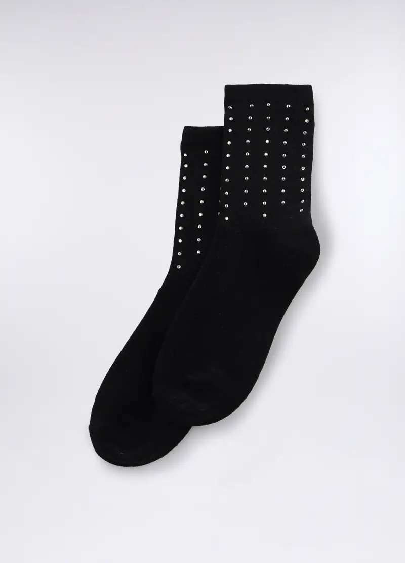 Calze Corte In Cotone Stretch Donna, Nero