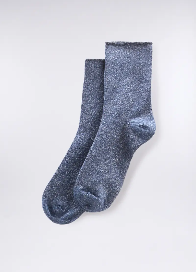 Calze Corte Mista Lyocell Stretch Donna, Blu Bluette