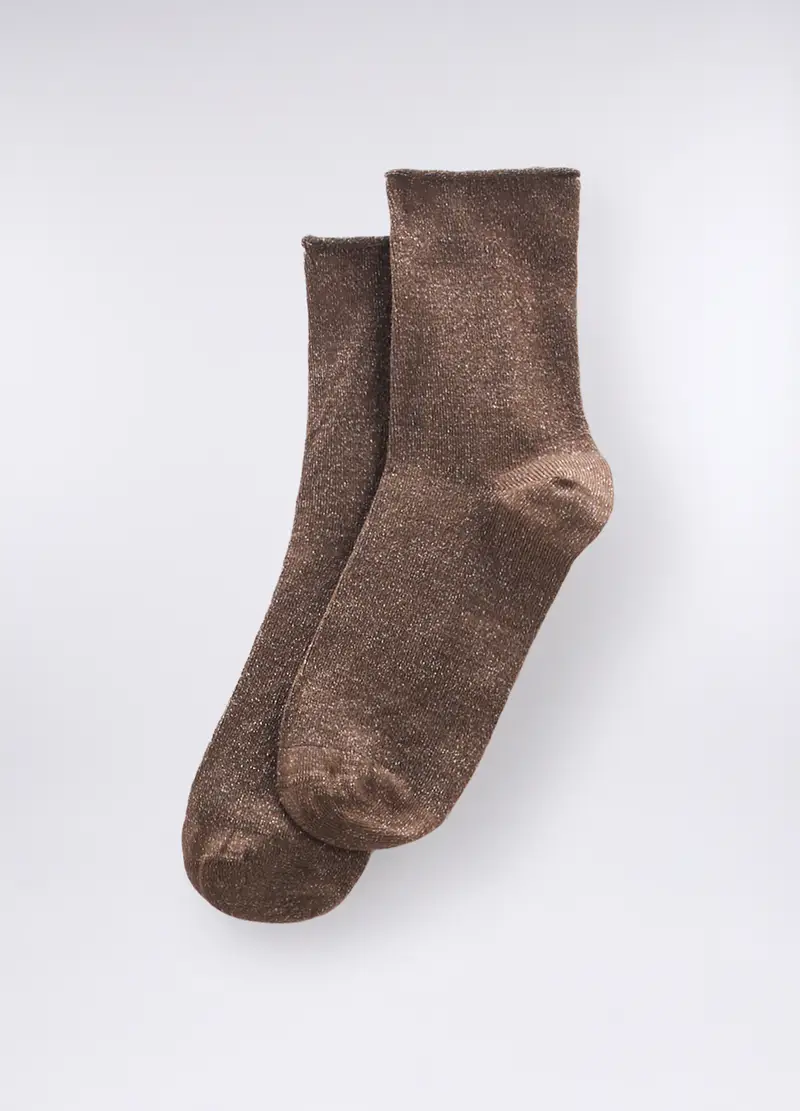 Calze Corte Mista Lyocell Stretch Donna, Marrone cioccolato