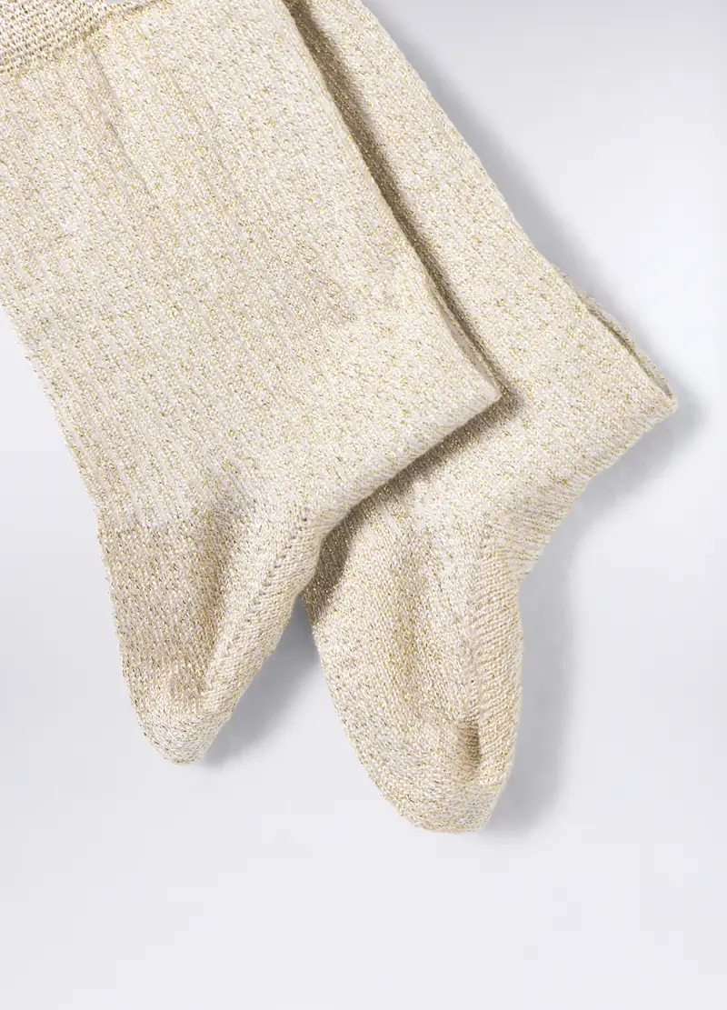 Calze In Misto Viscosa Di Bamboo Donna, Bianco avorio miniatura 2