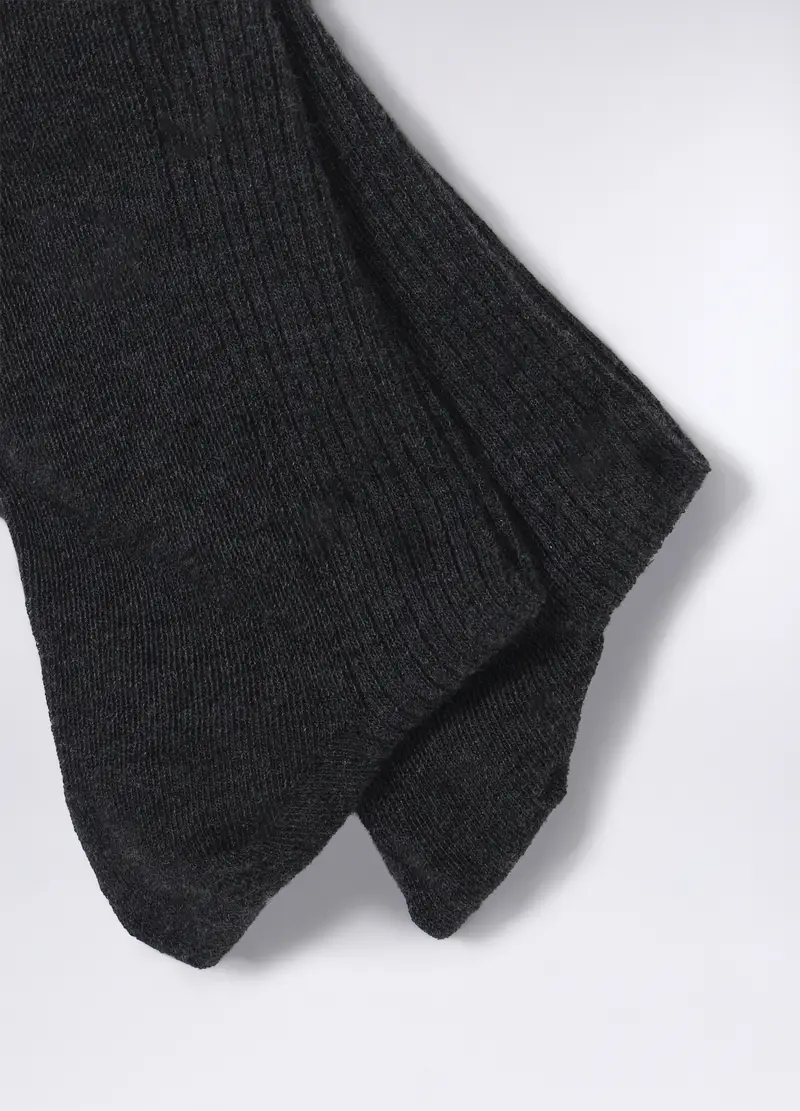 Calze Midi In Costina Donna, Nero canna di fucile miniatura 2