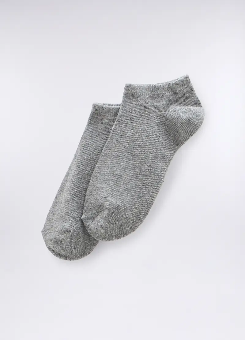 Calzini Alla Caviglia In Cotone Stretch Uomo, Unisex, Grigio chiaro melange