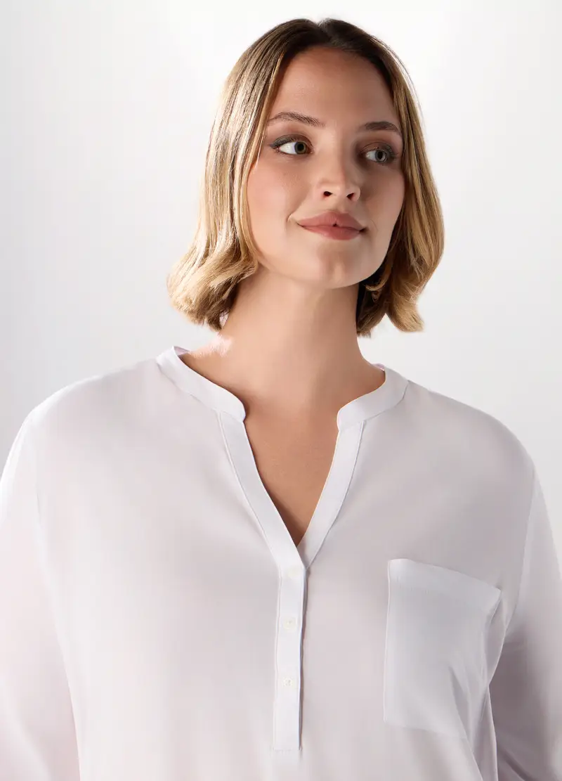 Camicetta In Viscosa Con Maniche A 3/4 Donna Curvy, Bianco miniatura 3