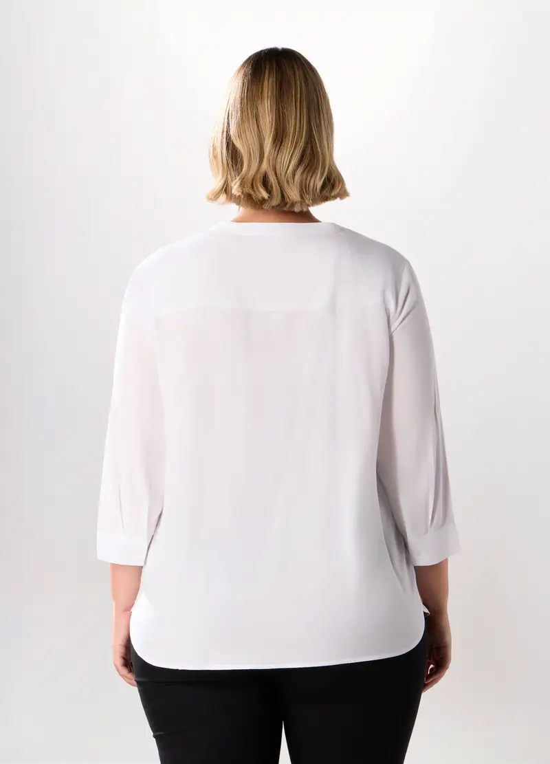 Camicetta In Viscosa Con Maniche A 3/4 Donna Curvy, Bianco miniatura 2