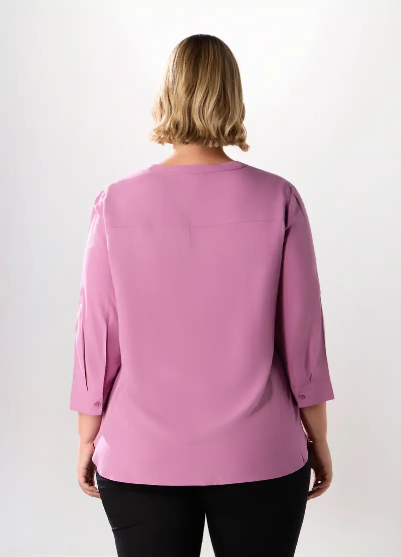 Camicetta In Viscosa Con Maniche A 3/4 Donna Curvy, Rosa miniatura 2