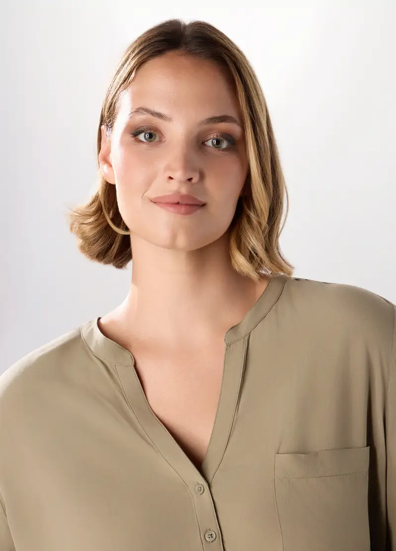 Camicetta In Viscosa Con Maniche A 3/4 Donna Curvy, Verde chiaro miniatura 3