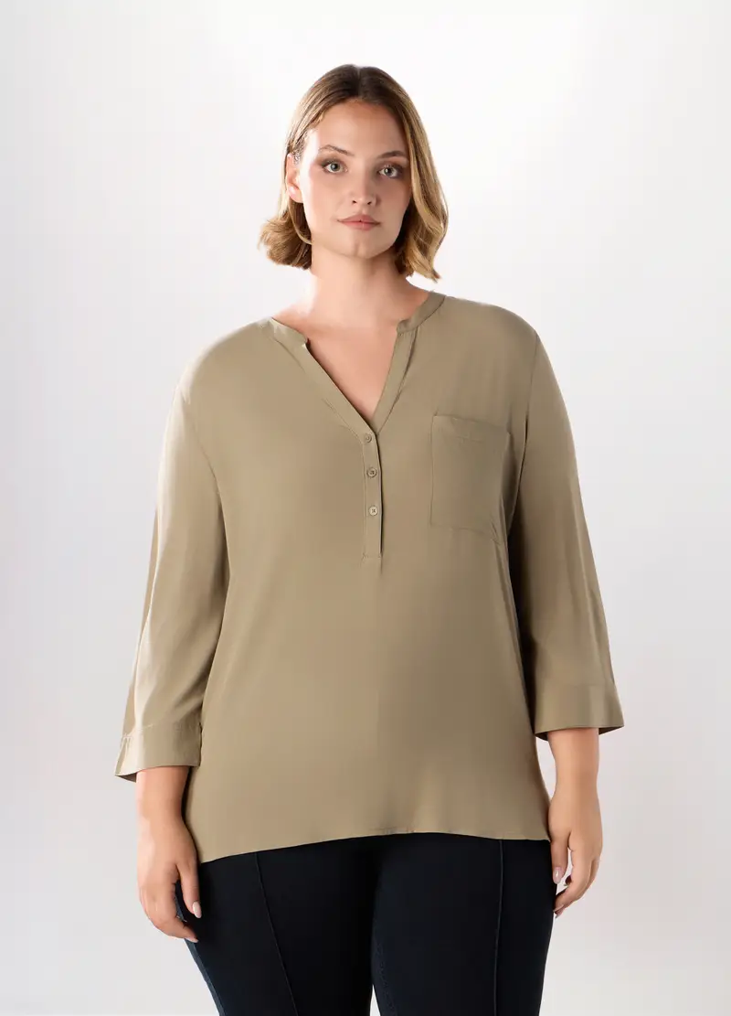 Camicetta In Viscosa Con Maniche A 3/4 Donna Curvy, Verde chiaro