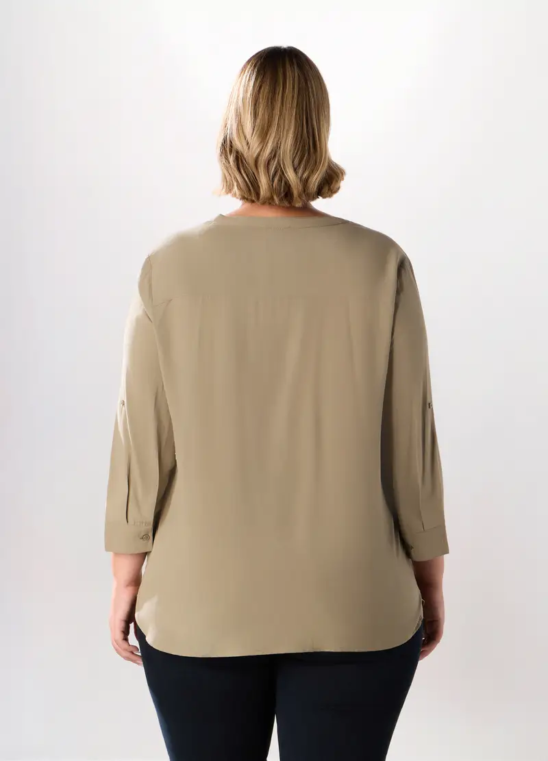 Camicetta In Viscosa Con Maniche A 3/4 Donna Curvy, Verde chiaro miniatura 2