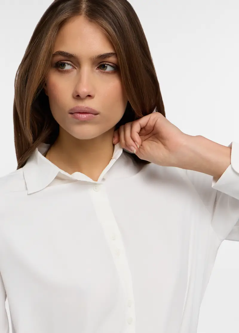 Camicia A Maniche Lunghe Donna, Bianco panna miniatura 3