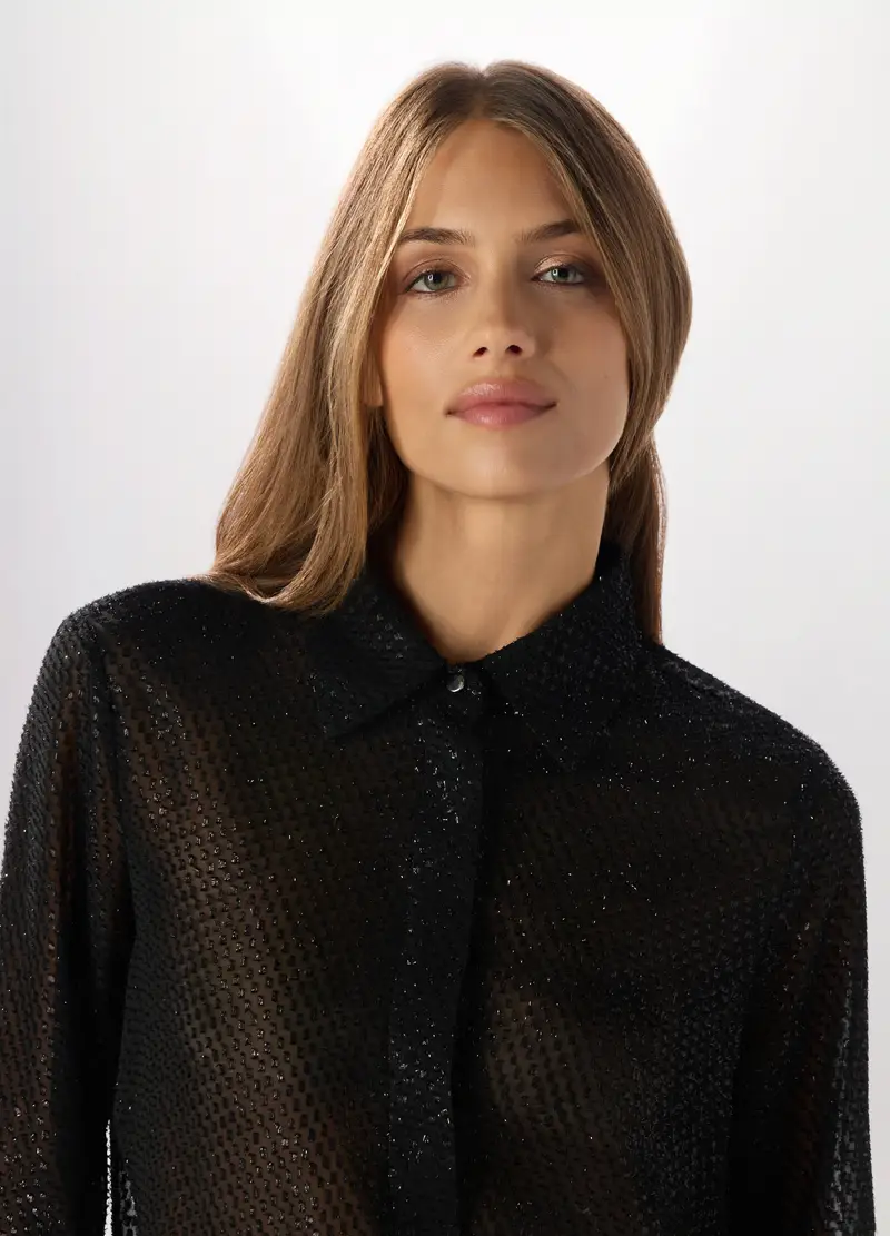 Camicia A Maniche Lunghe Donna, Nero miniatura 3