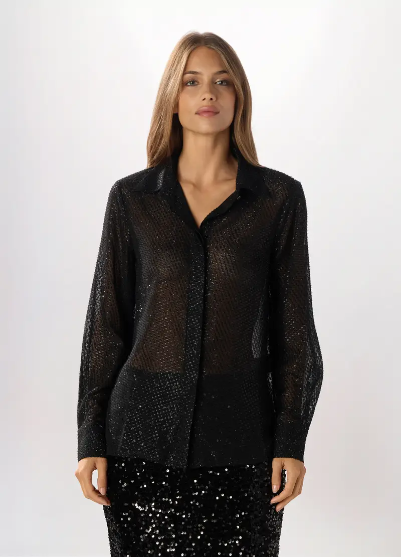 Camicia A Maniche Lunghe Donna, Nero