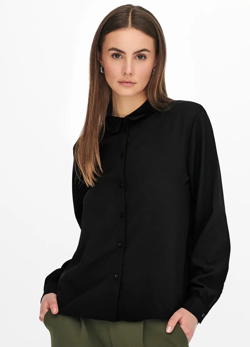 Camicia A Maniche Lunghe Donna, Unisex, Nero