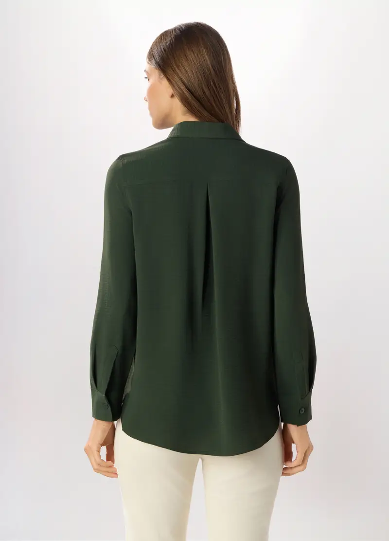 Camicia A Maniche Lunghe Donna, Verde scuro miniatura 2