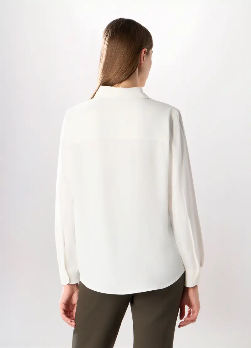 Camicia A Maniche Lunghe Tinta Unita Donna, Bianco miniatura 2