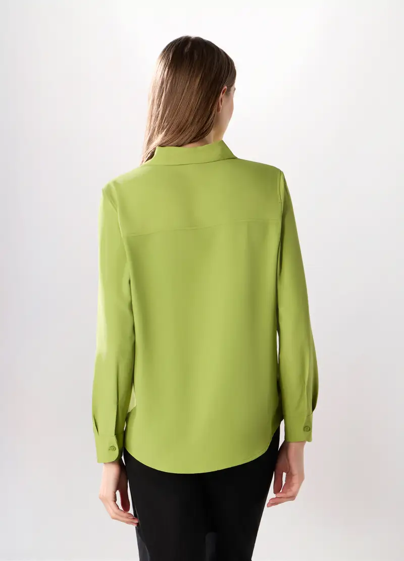 Camicia A Maniche Lunghe Tinta Unita Donna, Verde chiaro miniatura 2