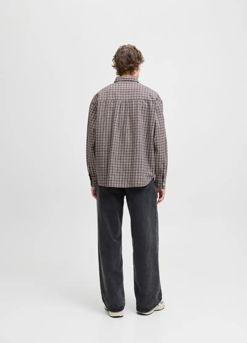 Camicia A Quadri In Cotone Uomo, Unisex, Rosso bordeaux miniatura 2