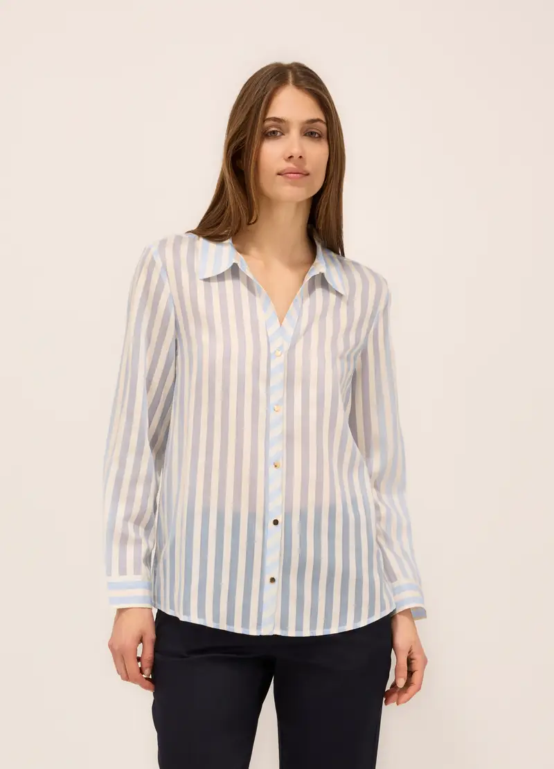 Upim, Camicia A Righe In Misto Lyocell Donna, Bianco/Azzurro, Taglia: S